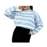 سویشرت بافت راه راه زنانه | خرید سویشرت فری سایز شیک برند پانیذ کد ۸۳۶ - Image 2