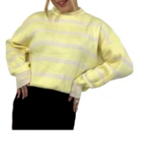 سویشرت بافت راه راه زنانه | خرید سویشرت فری سایز شیک برند پانیذ کد ۸۳۶ - Image 3