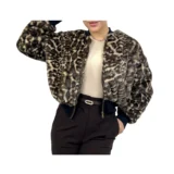 بامبر پلنگی زیپ دار زنانه | خرید بامبر جکت خز پلنگی فری سایز برند پانیذ ۷۴۳ - Image 6