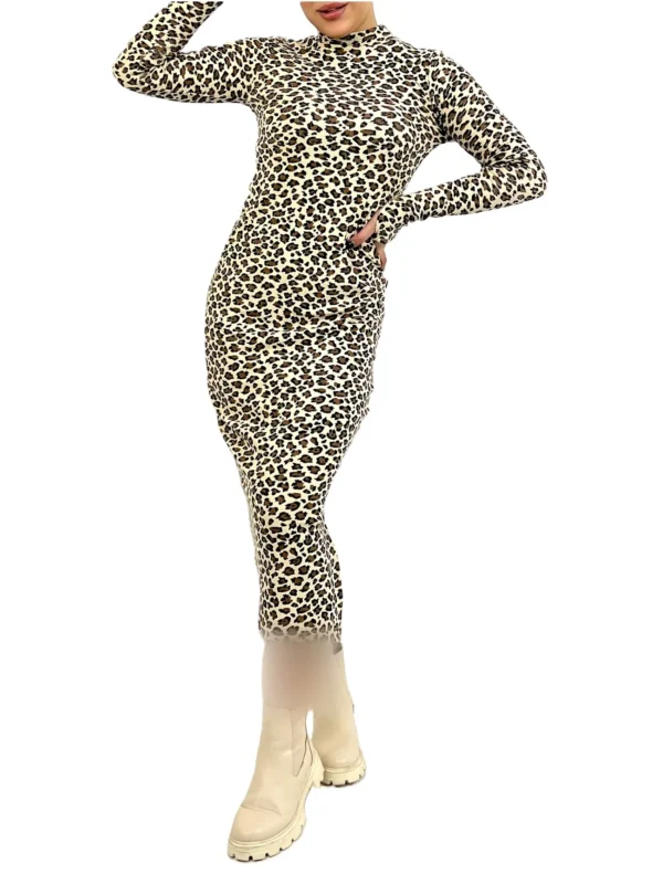 ماکسی فینگر پلنگی زنانه | خرید فانریپ فری سایز برند پانیذ کد ۷۱۳ - Image 4