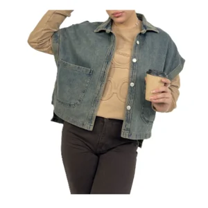 وست جین زنانه | خرید جلیقه جین کوتاه فری سایز برند پانیذ کد ۷۸۹