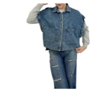 وست جین زنانه | خرید جلیقه جین کوتاه فری سایز برند پانیذ کد ۷۸۹ - Image 6