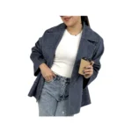 پالتو کوتاه جناقی زنانه | خرید پالتو فوتر یقه انگلیسی فری سایز برند پانیذ ۵۸۸