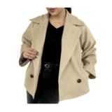 پالتو کوتاه جناقی زنانه | خرید پالتو فوتر یقه انگلیسی فری سایز برند پانیذ ۵۸۸ - Image 6