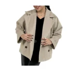 پالتو کوتاه جناقی زنانه | خرید پالتو فوتر یقه انگلیسی فری سایز برند پانیذ ۵۸۸ - Image 4