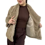 کت پوست یقه آمریکایی زنانه | خرید کت خزدار فری سایز برند پانیذ کد ۷۸۴