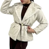 کت پوست یقه انگلیسی زنانه | خرید کت خزدار لوکس برند پانیذ کد ۷۸۳