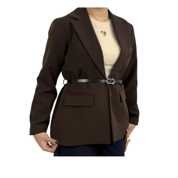 کت رامونا مازراتی زنانه | خرید کت یقه انگلیسی کرپ با کمربند برند پانیذ کد۷۰۴ - Image 3