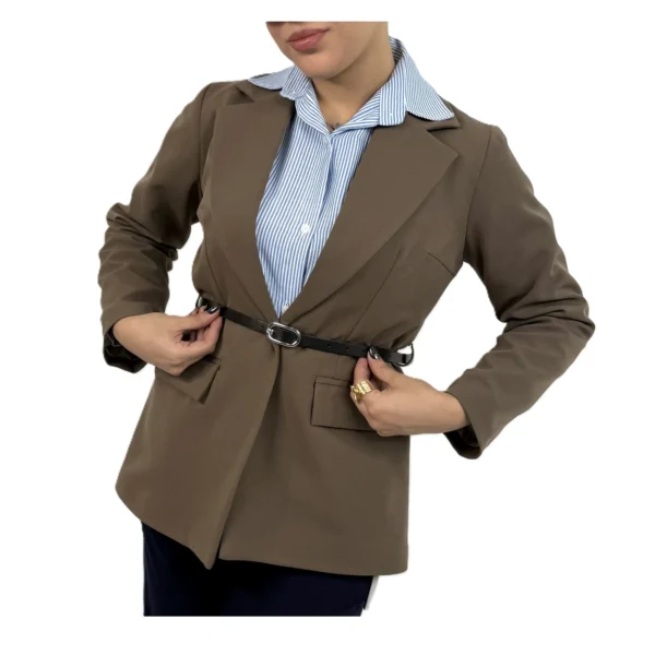 کت رامونا مازراتی زنانه | خرید کت یقه انگلیسی کرپ با کمربند برند پانیذ کد۷۰۴ - Image 6