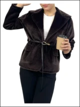 کت سموری زنانه | خرید کت خز سمور کوتاه فری سایز برند پانیذ کد ۷۵۵