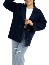 کت فوتر زنانه | خرید کت فوتر جلو باز فری سایز برند پانیذ کد ۵۵۷ - Image 2