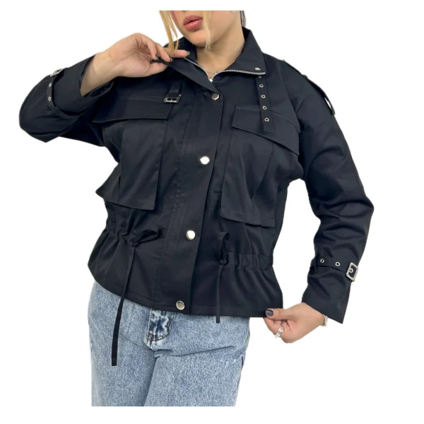 مانتو کتان فینیکس زنانه | خرید مانتو کوتاه کتان فری سایز برند پانیذ کد ۶۷۲ - Image 5