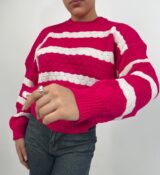 بافت رنگی | خرید بافت راه راه رنگی فری سایز برند پانیذ کد 848 - Image 2