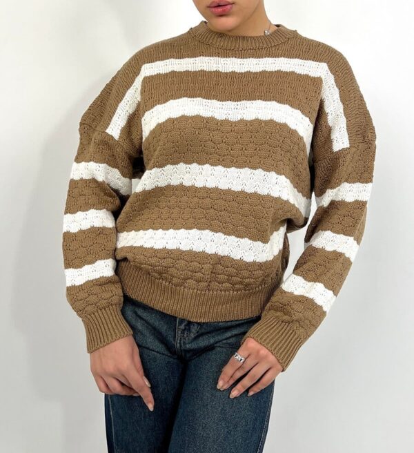 بافت رنگی | خرید بافت راه راه رنگی فری سایز برند پانیذ کد 848 - Image 3