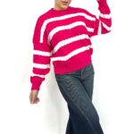 بافت رنگی | خرید بافت راه راه رنگی فری سایز برند پانیذ کد 848